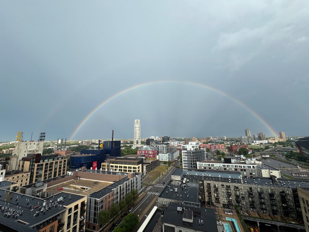 Double rainbow over downtown Minneapolis 