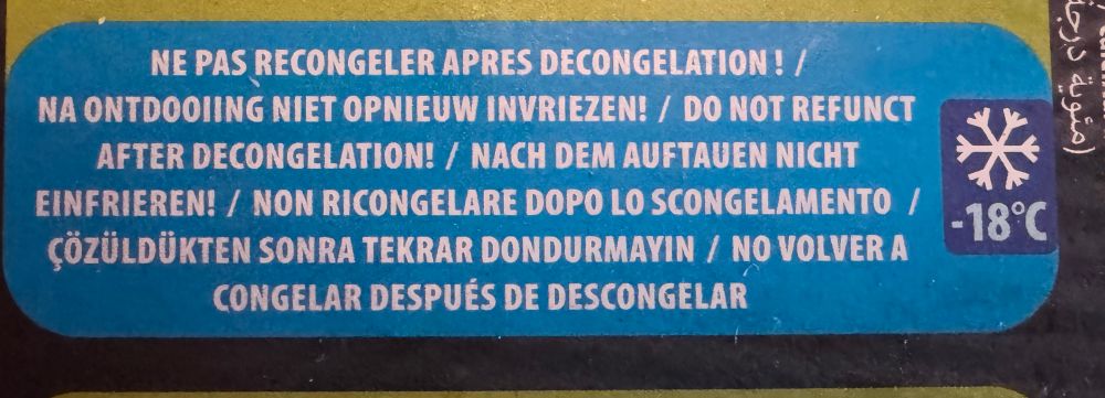 Warning on a box of frozen food: DO NOT REFUNCT AFTER DECONGELATION!