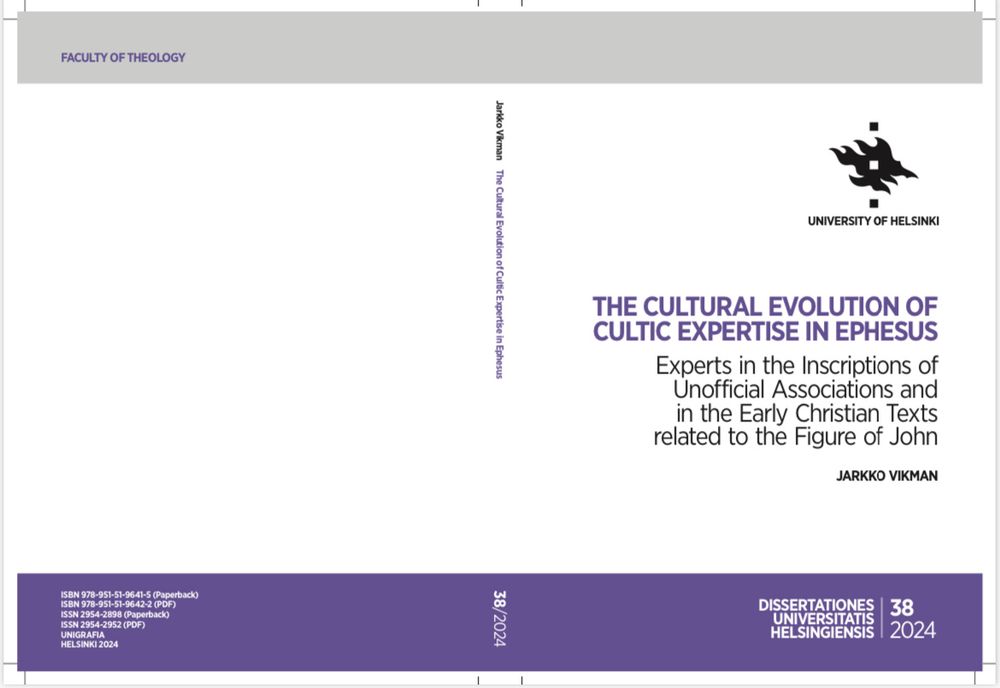 Cover of my ThD dissertation ”The Cultural Evolution of Cultic Expertise in Ephesus”