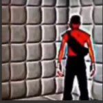 Scout TF2 facing the corner of a padded asylum cell.