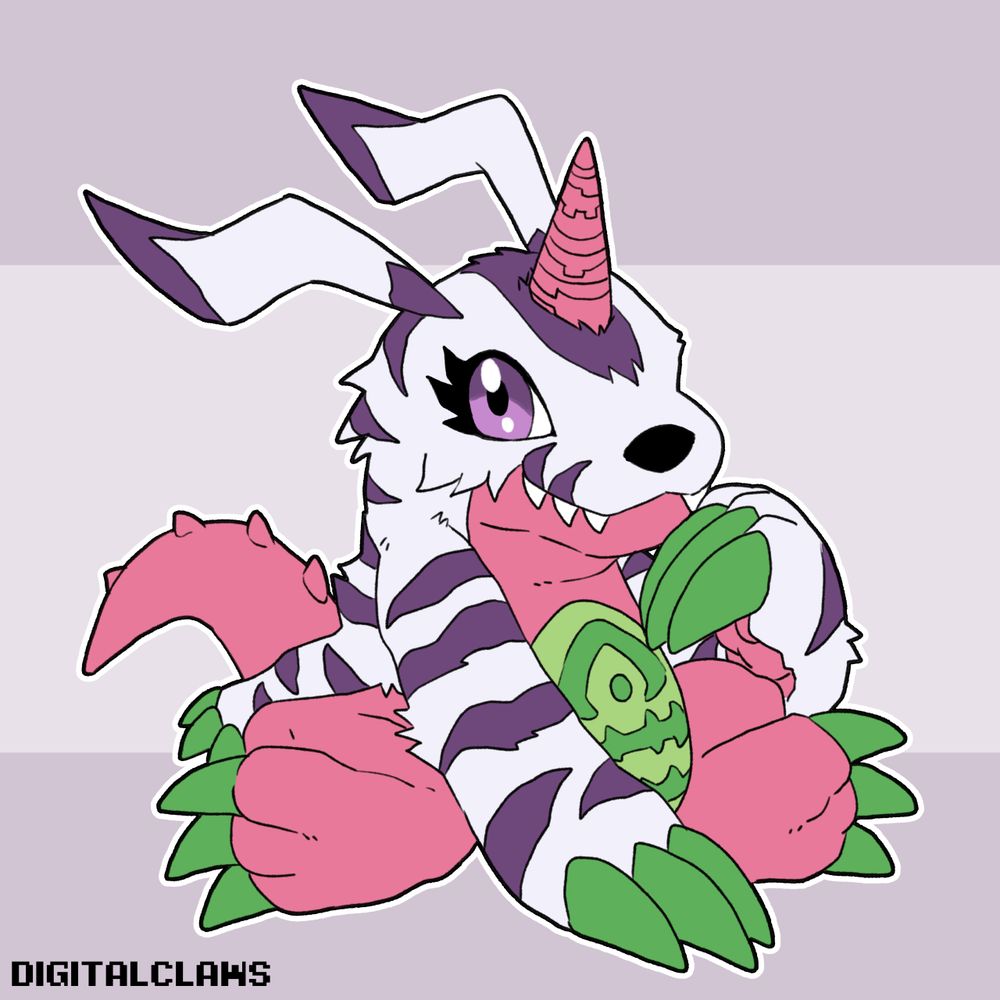chibi digital drawing of the digimon psychemon. this one is called eros