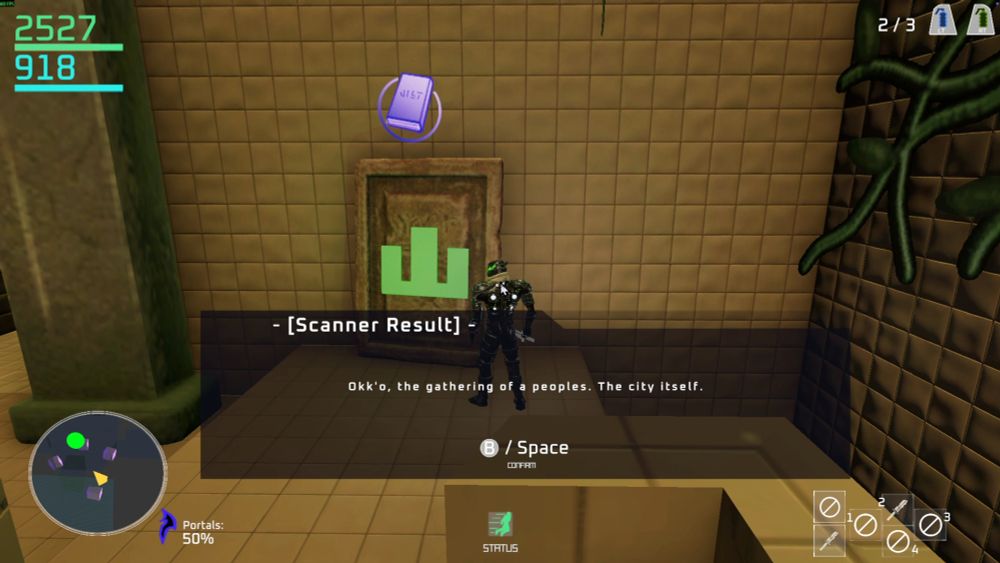 A screenshot of End's Reach showing a puzzle rune and its translation