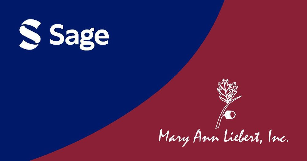 An image of the two company logos of Sage Publishing and Mary Ann Liebert Publishing merged to represent the new company merger.