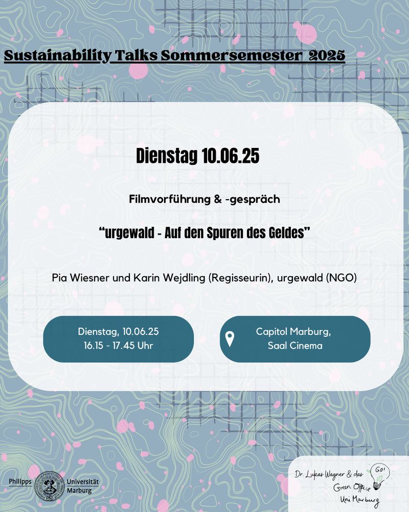 Sharepic zur Sustainability Talks Filmvorführung im Kino Capitol, 10.06. 16:15. 