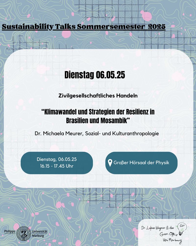 Sharepic zu den Marburg  Sustainability Talks. 06.05.25.