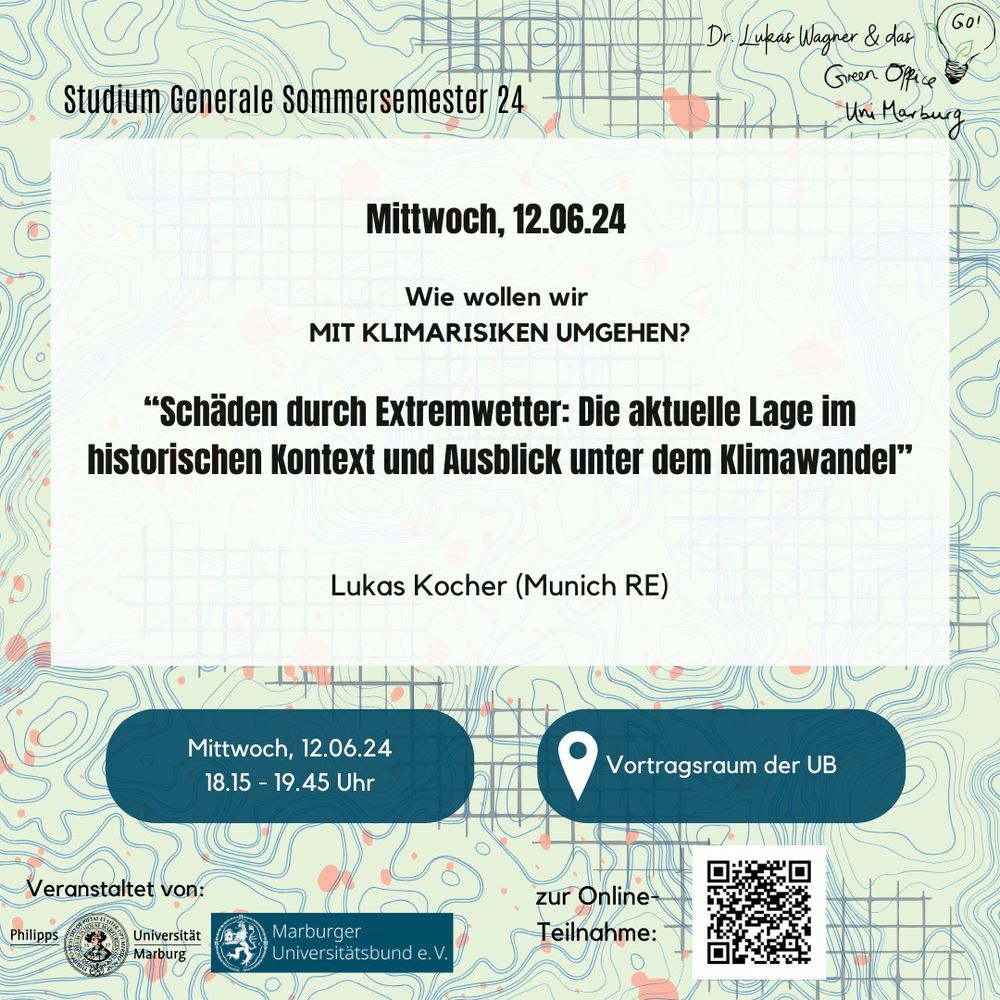 Lukas Kocher von Munich Re hält einen Vortrag zur Frage "Wie wollen wir mit #Klimarisiken umgehen?"