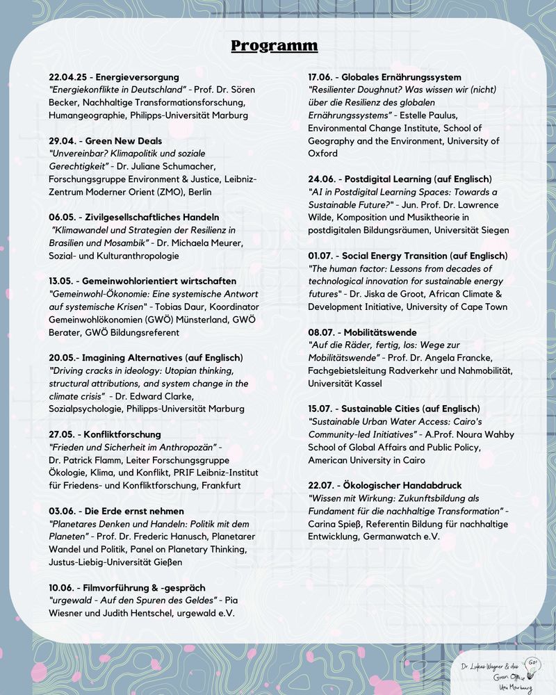 Program of the Marburg Sustainability Talks 2025