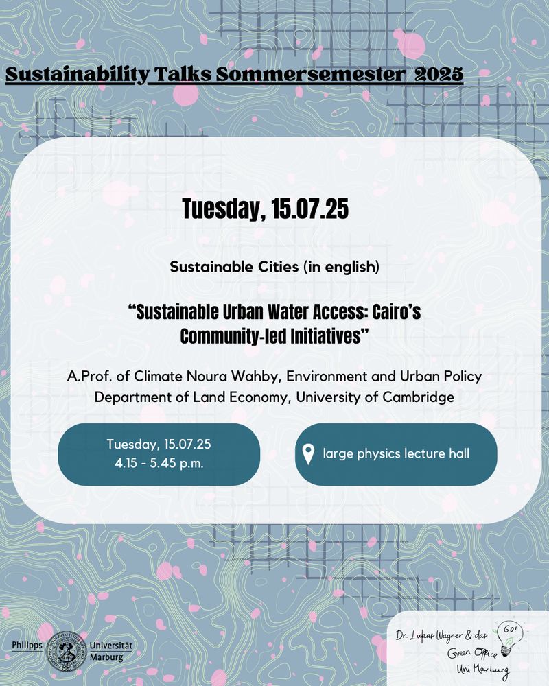 Marburg sustainability talks, Tuesdays 16:15, large physics lecture hall and online.