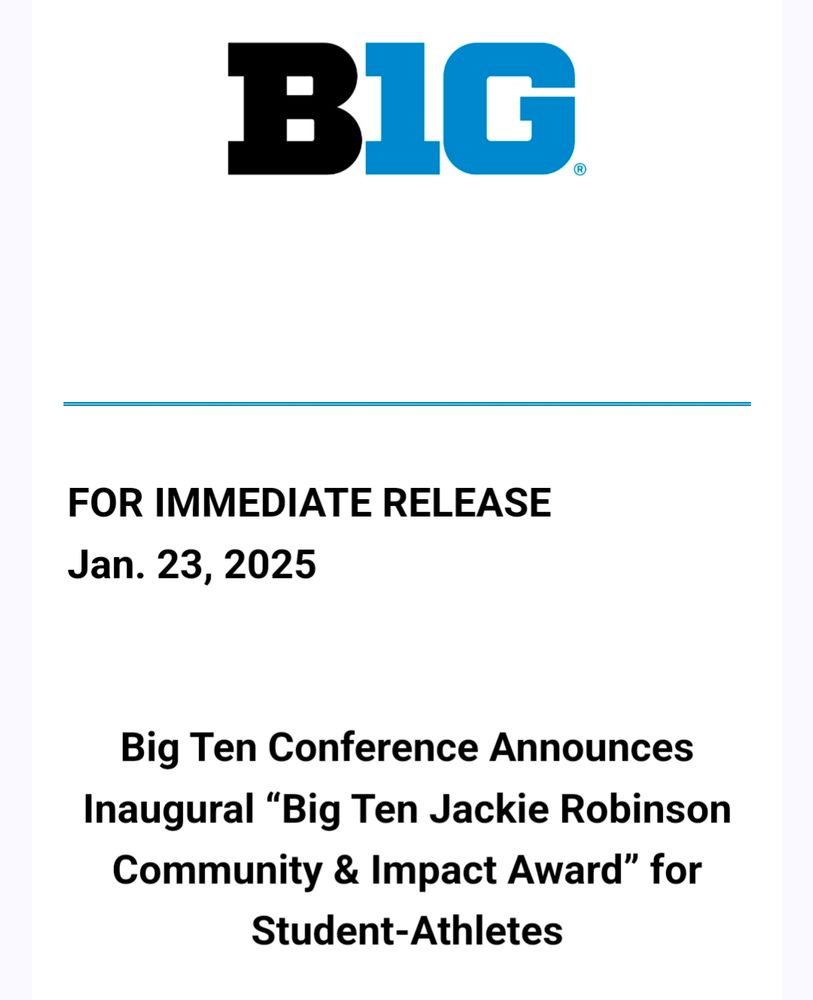 Big Ten Conference Announces Inaugural “Big Ten Jackie Robinson Community & Impact Award” for Student-Athletes