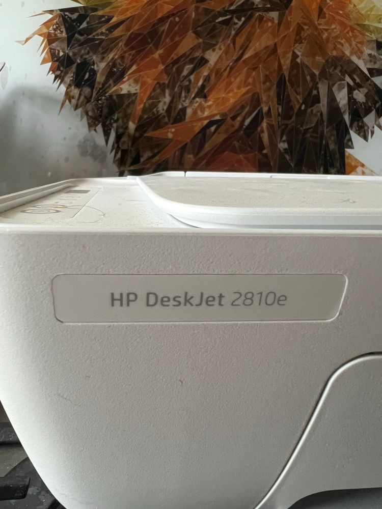 Label on printer which identifies it as a HP Deskjet 2810e model