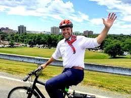 Andy Fillmore cosplaying as an 'avid cyclist'.