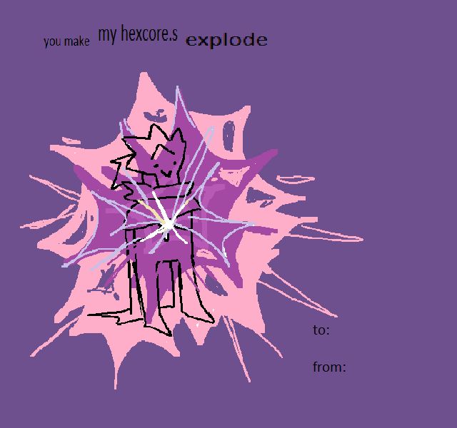 a poorly drawn image of arcane herald viktor. he's standing up straight and a multicolor light is emanating from his chest. above him is text that has been cobbled together to say "you make my hexcore.s explode" in the bottom right there's a "to: from:" adress