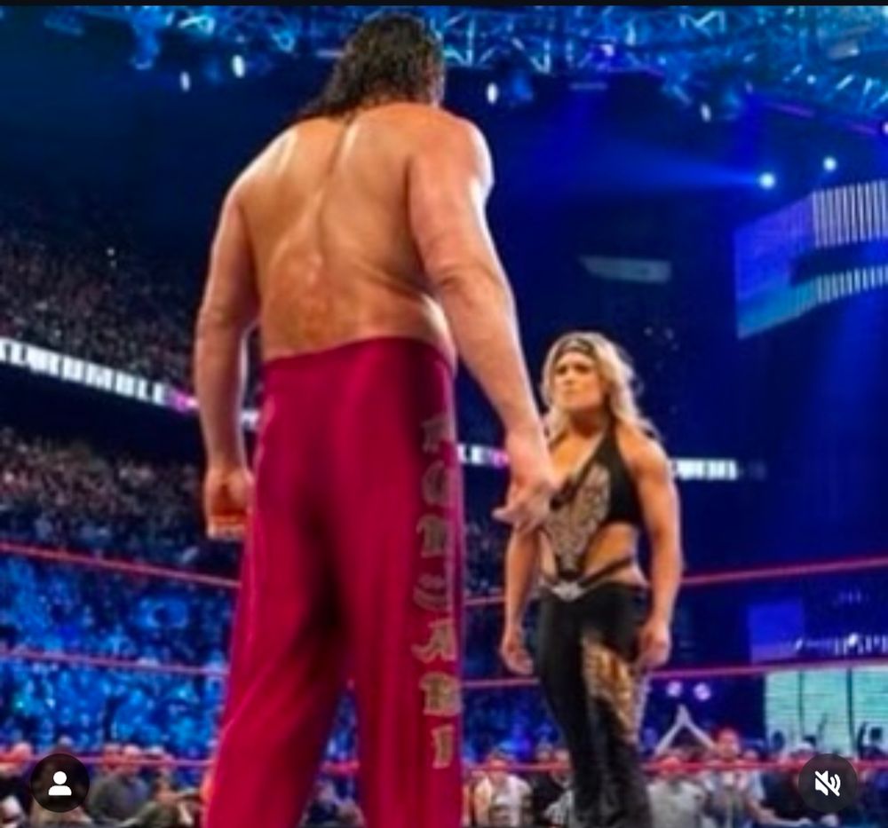 Beth Phoenix in the men's royal rumble against the The Great Khali