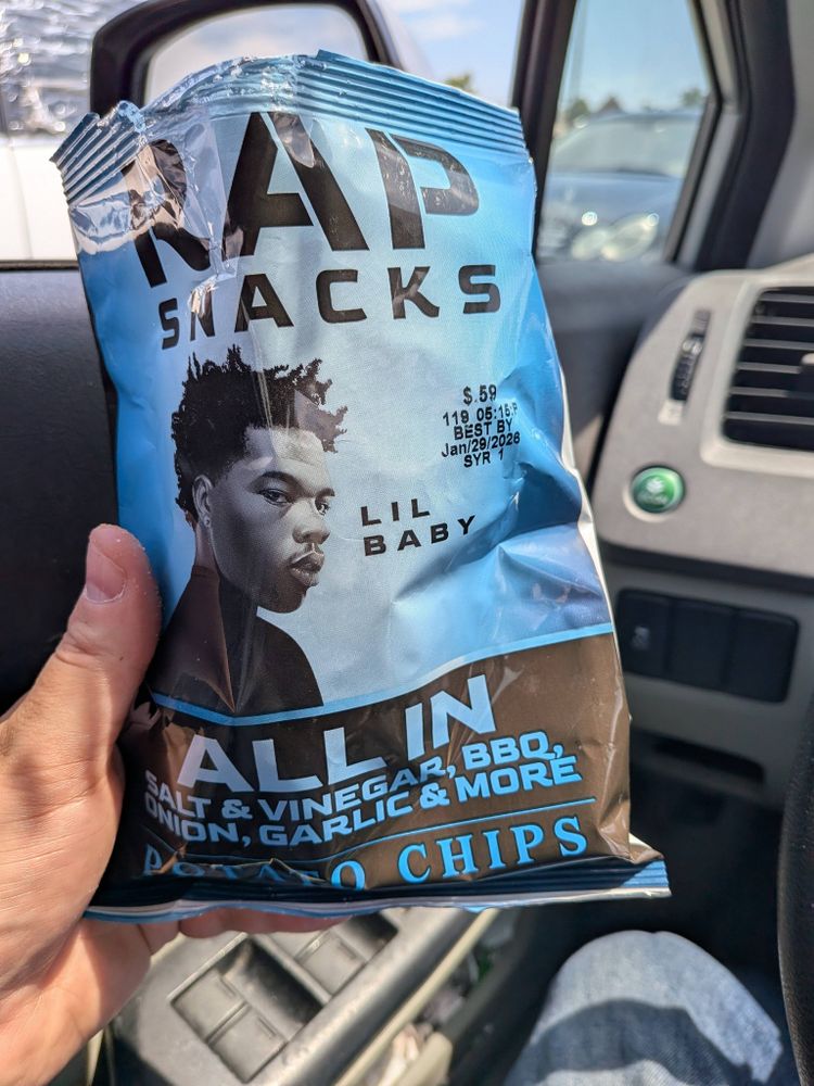 A serving-size bag of Lil Baby "All In" Rap Snacks