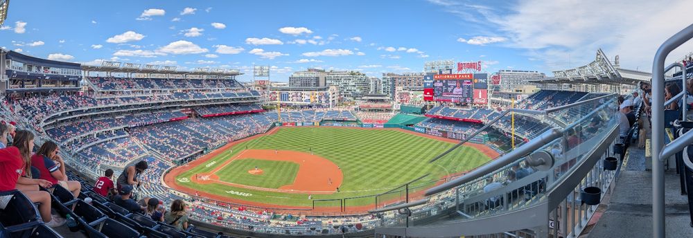 A panoramic view of a baseball stadium