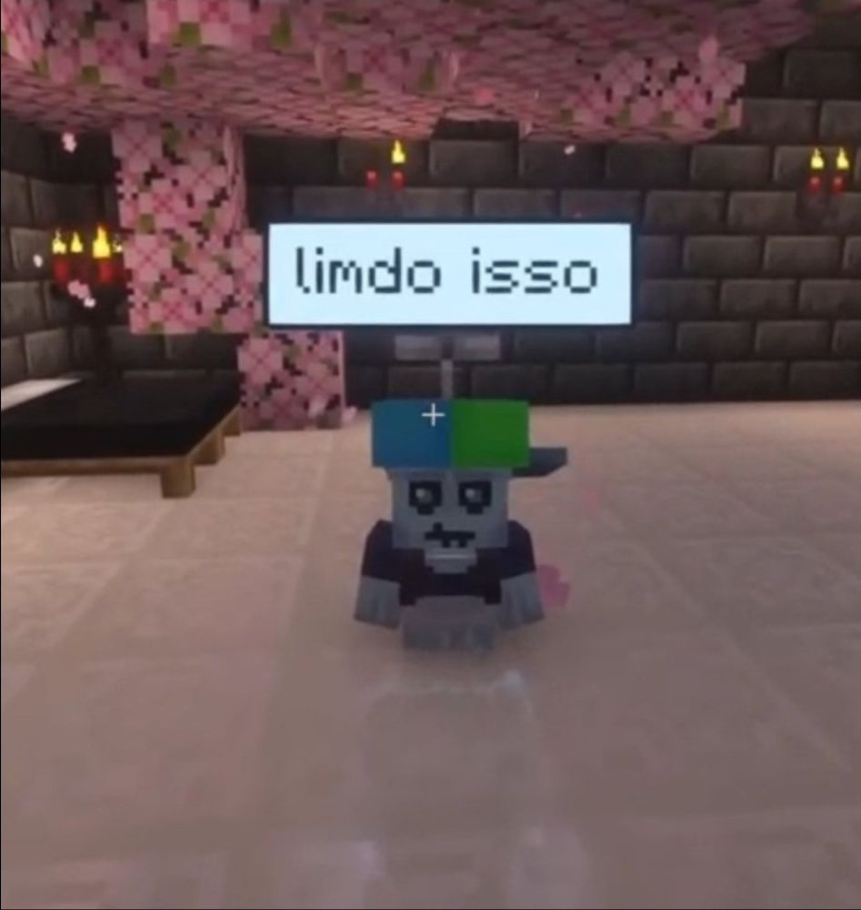 Milo, um fantasma de cor azul da série Arkanis, feita no Minecraft dizendo "limdo isso" 