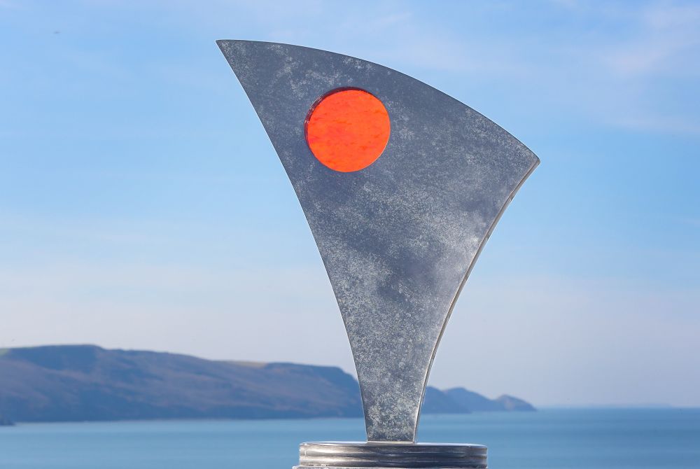 Talisman, a sculpture featuring reclaimed slate and glass