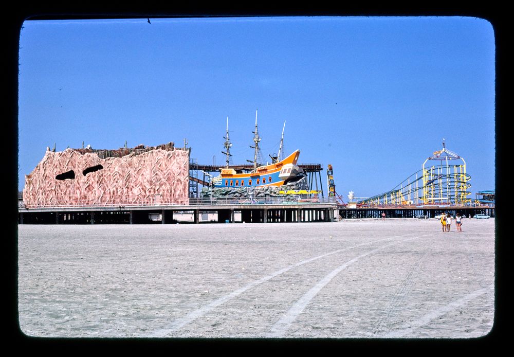 hunt's pier and morey's pier roller coaster, wildwood, new jersey, 1978