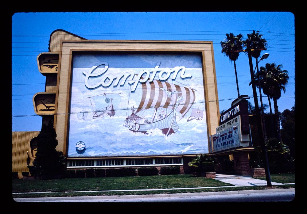 compton drive-in theater, rosecrans avenue, compton, california, 1981
