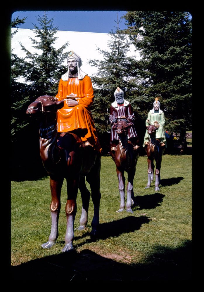 three kings nativity scene, santa's village, route 2, jefferson, new hampshire, 1984