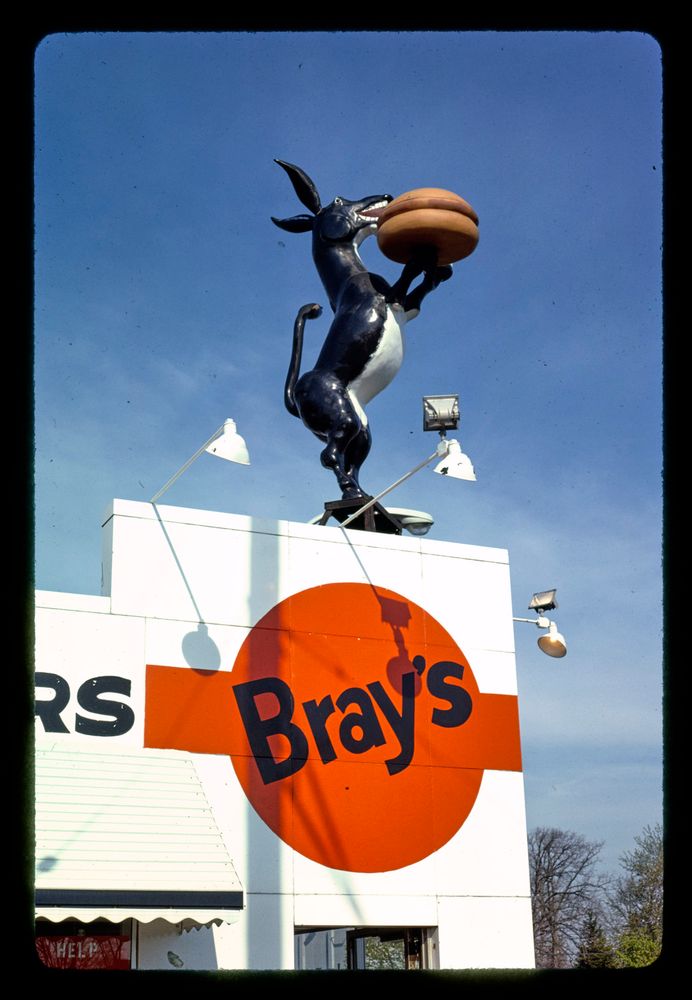 bray's burgers sign, hazel park, michigan, 1986