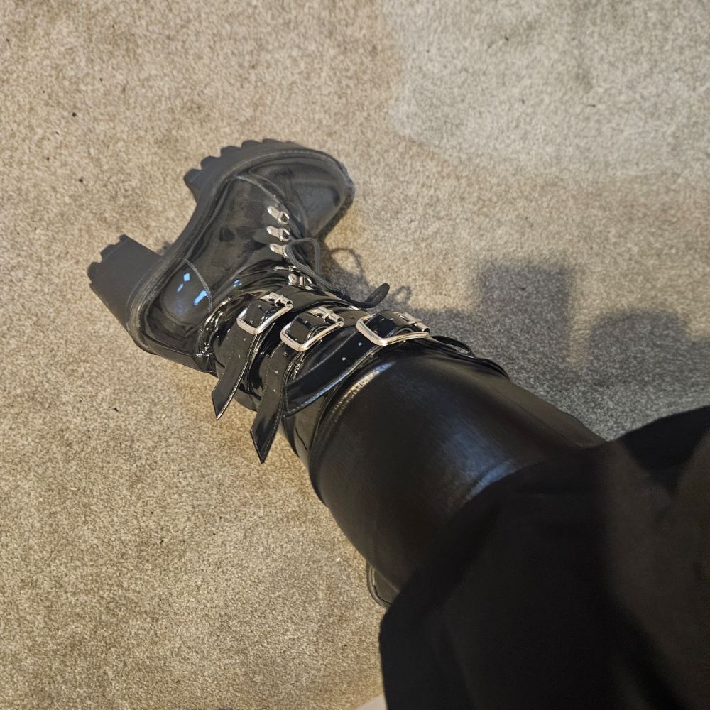 Strappy black boots