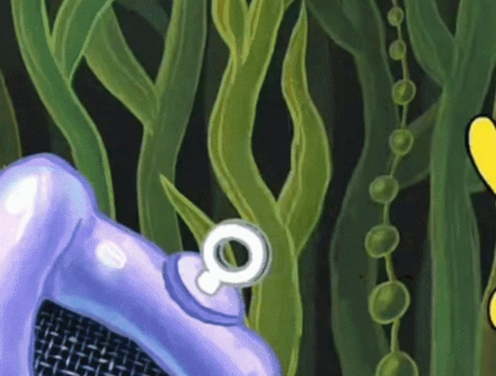 a cartoon of a purple object with a magnifying glass on it