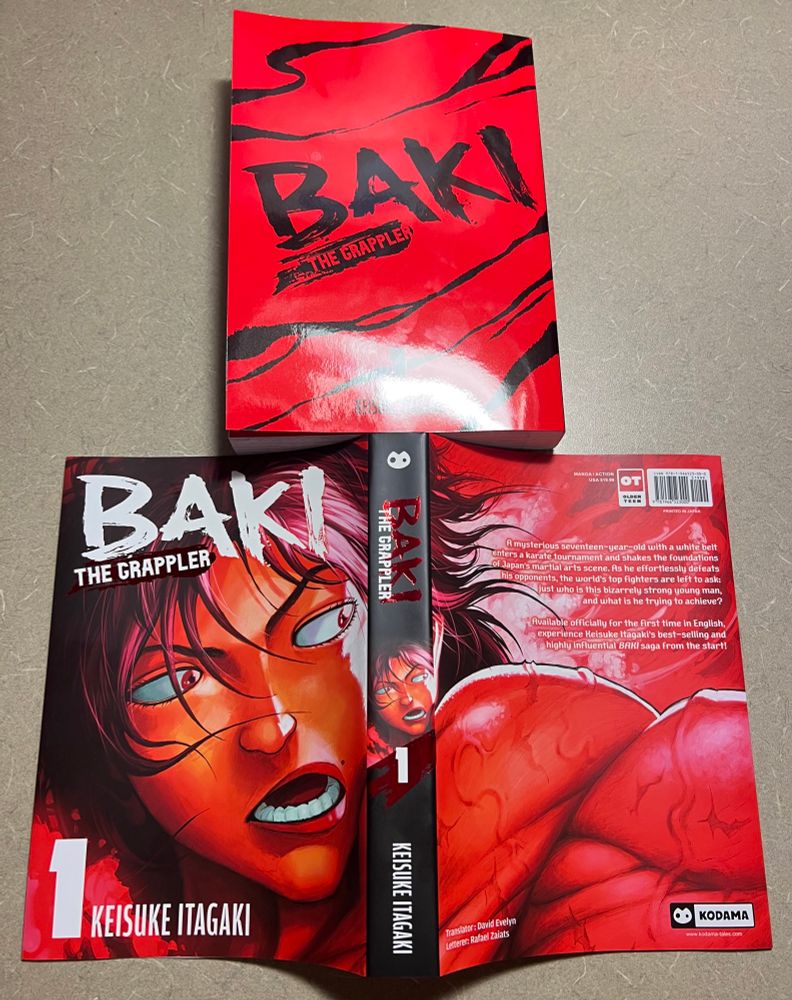 Baki the Grappler volume 1 dust jacket and inner cover. 