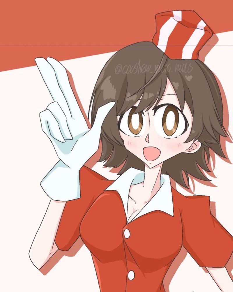 本田未央ちゃんのつもり。
トリミングして全身は見えてないが、アメリカンダイナー風の服装をしている。