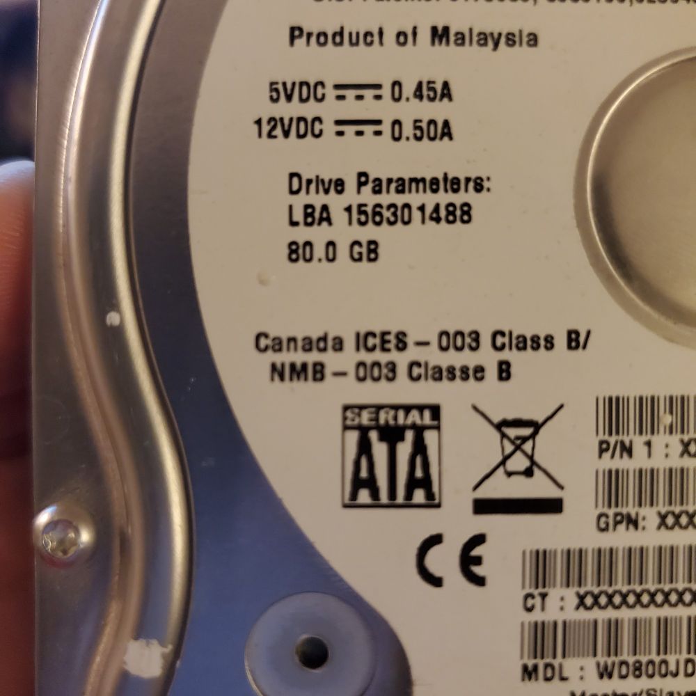 Picture snowing Drive Paramaters of an 80gb hard drive. 