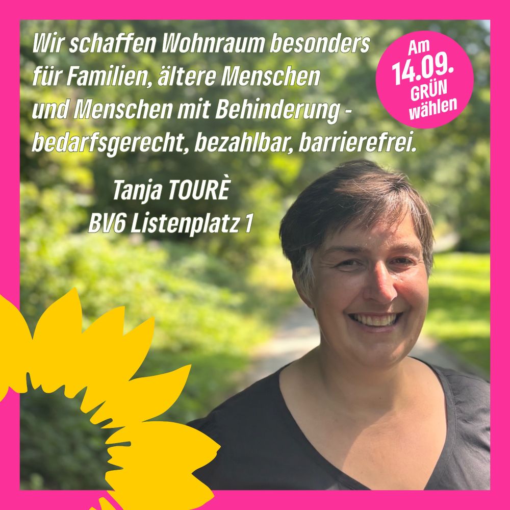 Das Foto zeigt Tanja, unsere Spitzenkandidatin für den BV6 in Essen.