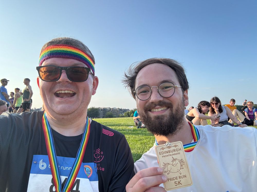Two sweaty as heck lefties. Amazed at walk/jogging around a big hill.
