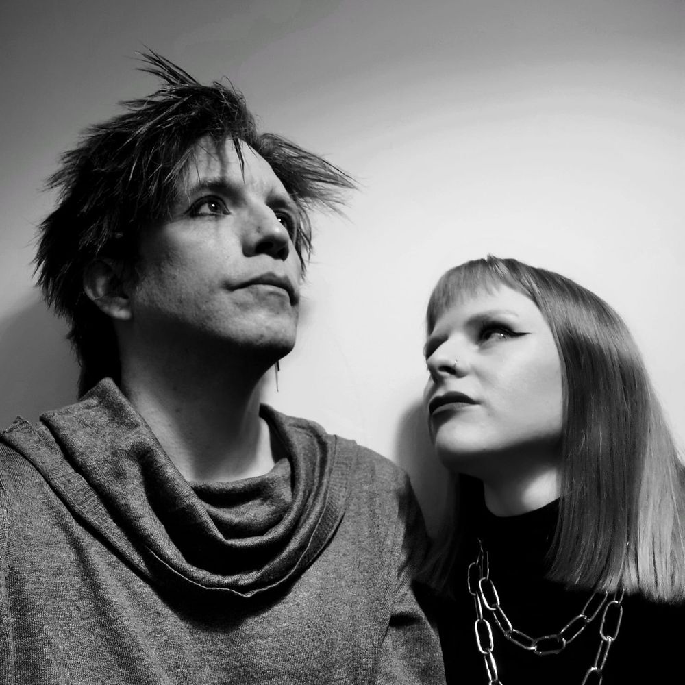 A black and white photo of Bristol darkwave duo Strange Futures 