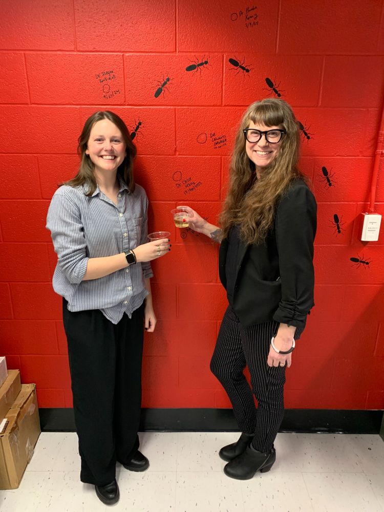 Dr. Chloe Jelley and Dr. Corrie Moreau celebrating her successful Ph.D. defense
