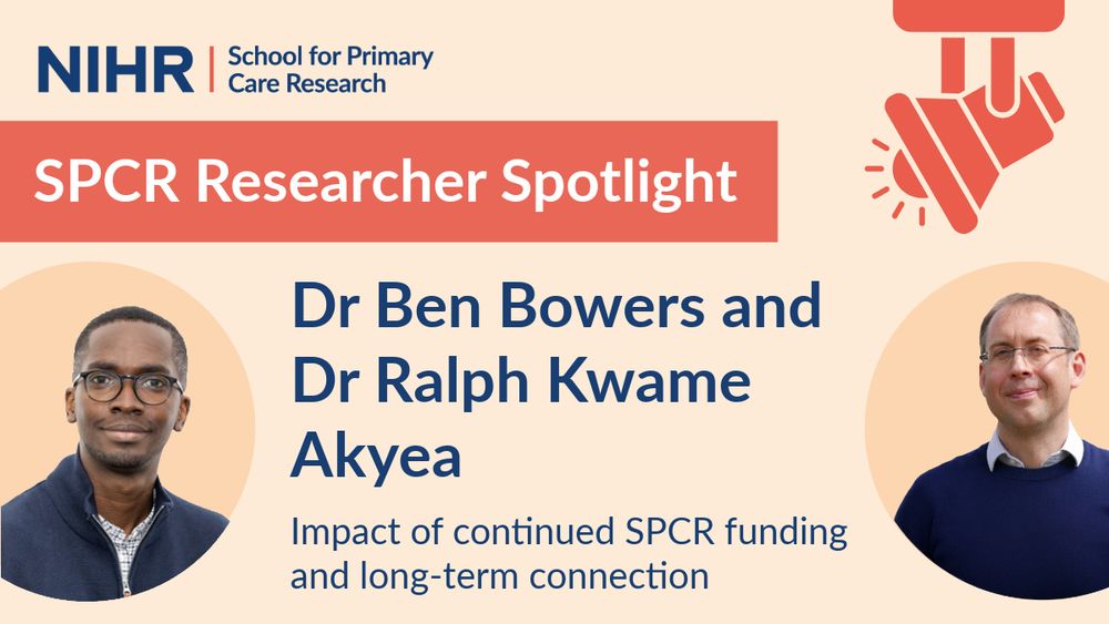 🔦 The 1st edition of our SPCR Researcher Spotlight series features Dr. Ben Bowers from the University of Cambridge and Dr. Ralph Kwame Akyea from the University of Nottingham. Read more 👉 https://bit.ly/4jmwsc3

#PrimaryCare #SPCR #ResearchImpact 