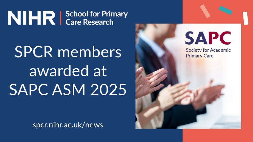 SPCR colleagues were well represented at the @sapc.ac.uk Annual Scientific Meeting held in Cardiff this July, with several members receiving awards in recognition of their work in primary care research: https://www.spcr.nihr.ac.uk/news/spcr-members-awarded-at-sapc-asm-2025

#PrimaryCare #Research
