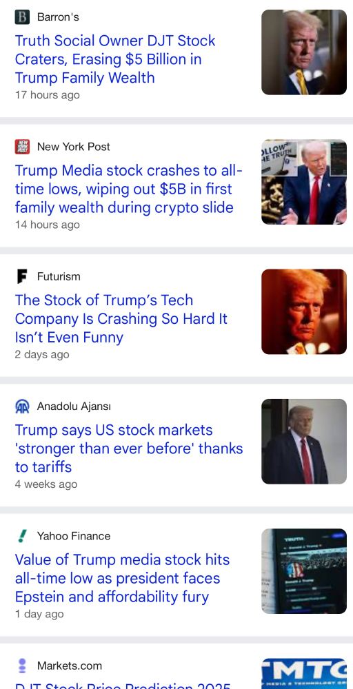 Trump stock losses 5B because of the Epstein Files