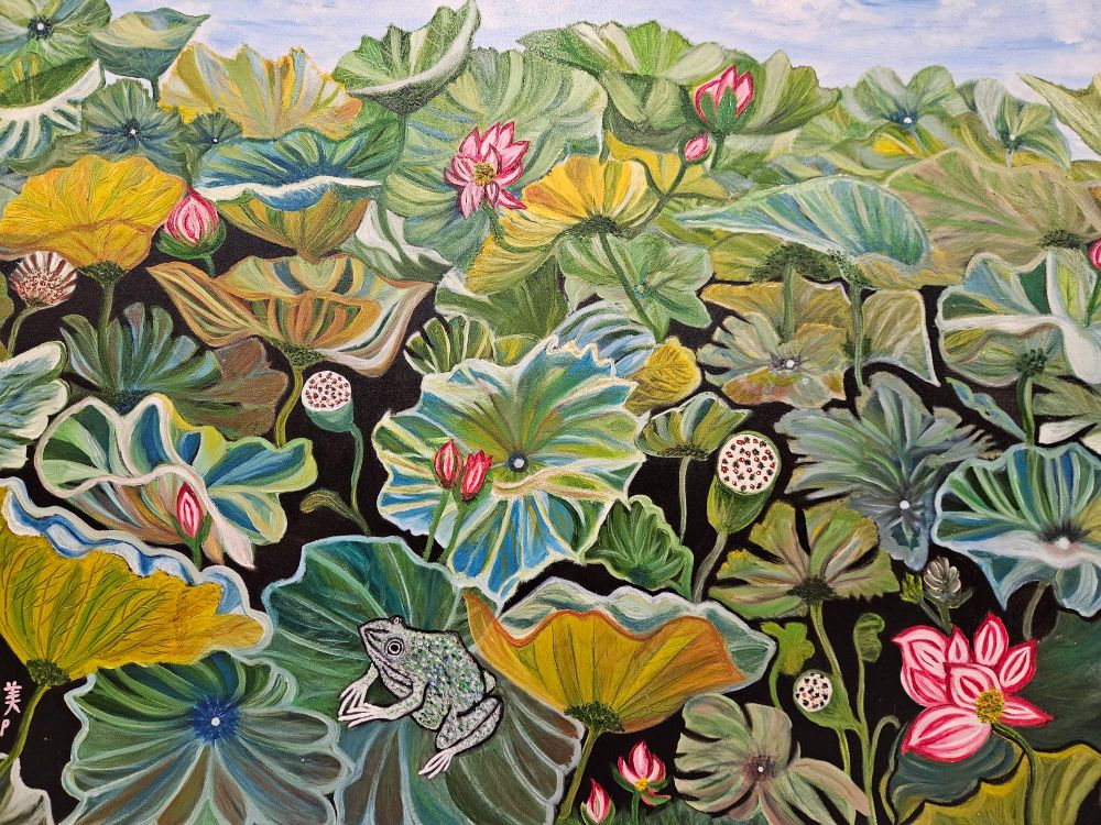 Artwork hanging in the "Four Seas One Family" restaurant.