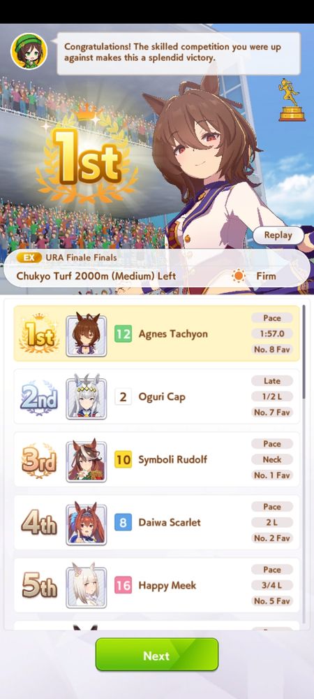 Agnes Tachyon winning URA Finale