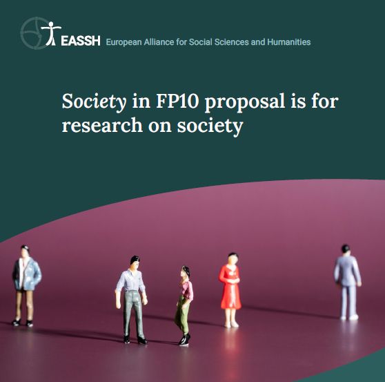 Cover: EASSH Position Paper, September 2025: Society in FP10 proposal is for research on society