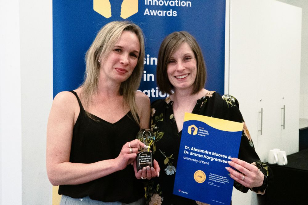 Dr Alexandra Moores and Dr Emma Hargreaves from the University of Kent, at the Teaching Innovation Awards.