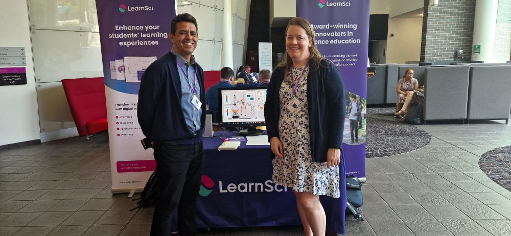 Bill and Dr Anna Kirkham from the University of Bedfordshire at the LearnSci stand.