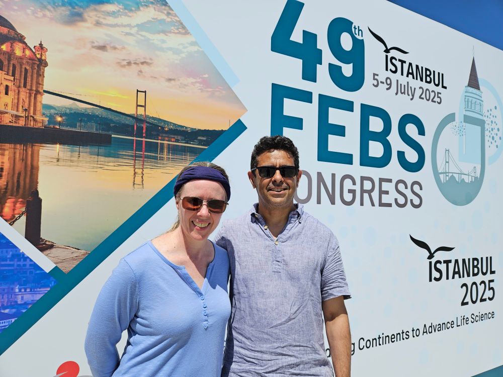 LearnSci staff, Leanne and Bill, outside the 49th Instanbul 5-9 July 2025, Febs Congress.