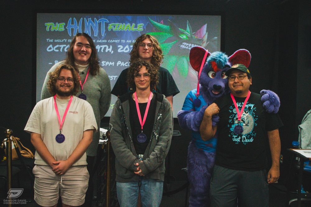 Photograph of the top 3 placing teams in RoA 2 Doubles at Hitfall 4.
Left to right: Penguin and CakeAssault, Humanlime and Toothbrush, Lucius and Sal.