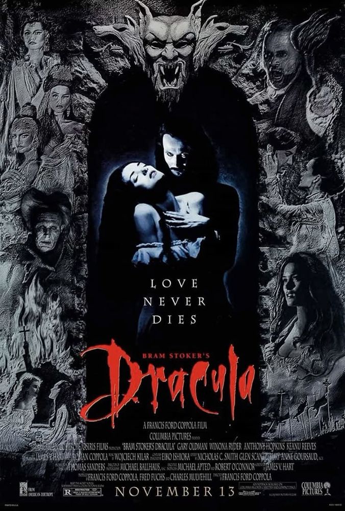 Poster do filme "Bram Stocker's Dracula", com Gary Oldman e Winona Ryder.