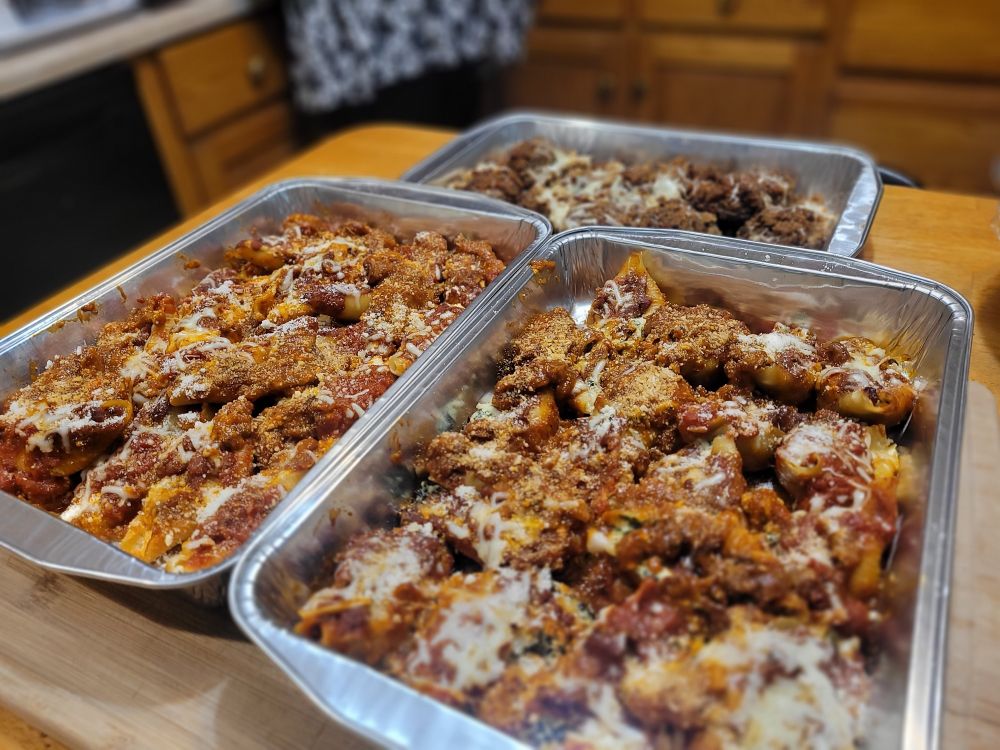 cooked stuffed shells and stuffed mushrooms 
