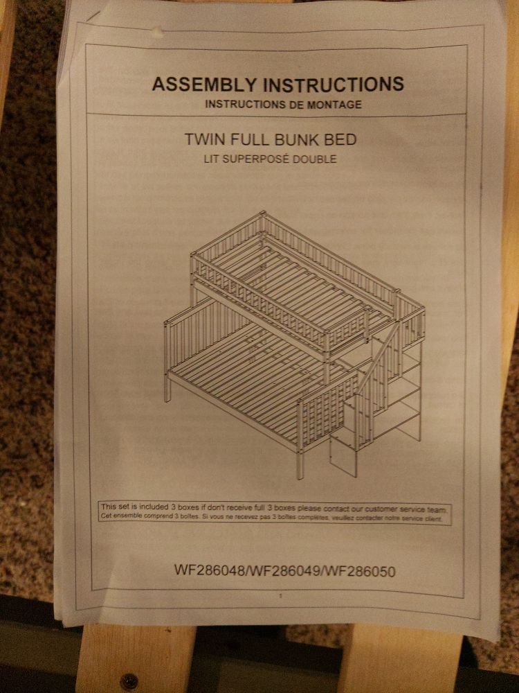 Assembly manual for twin full bunk bed