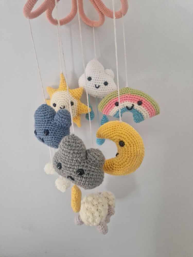 Hanging mobile for a baby