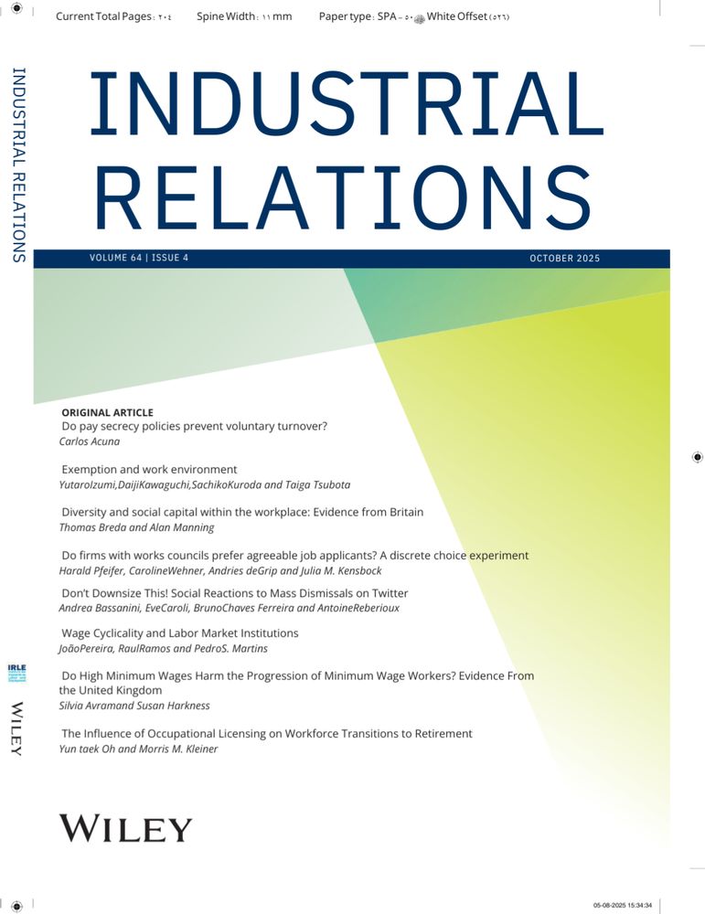 Here's a preview of our final IR Berkeley of the year out soon.  Eight papers covering issues from the impact of occupational licensing on retirement through to workforce composition and its effect on trust at the workplace.