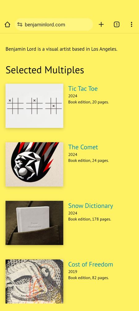 Screenshot of Benjamin Lord artist website